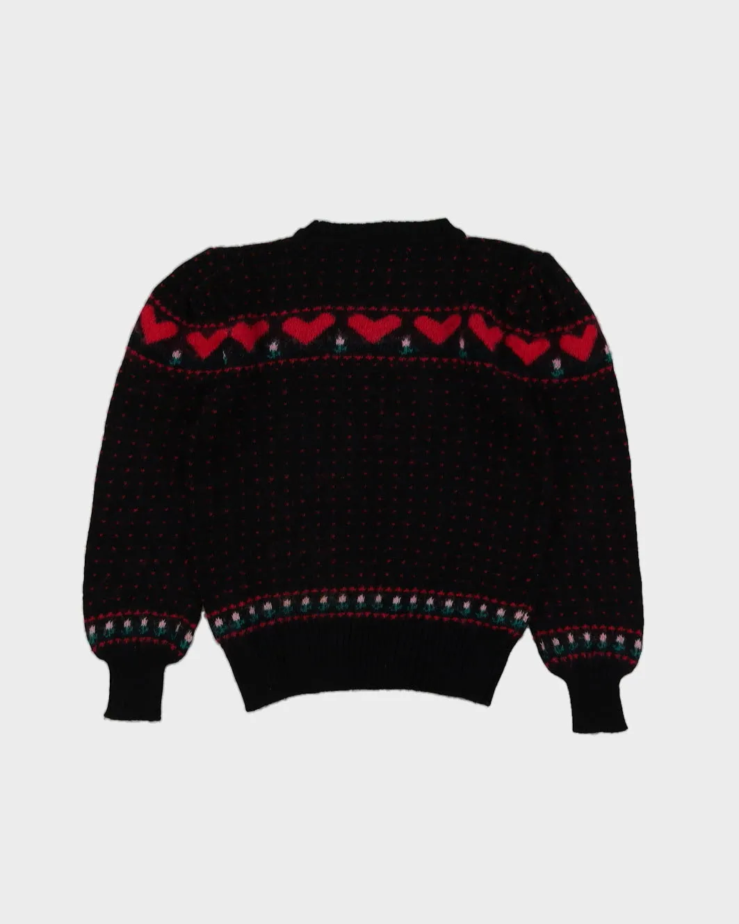 00s Black Patterned Knitted Ski Jumper - XS