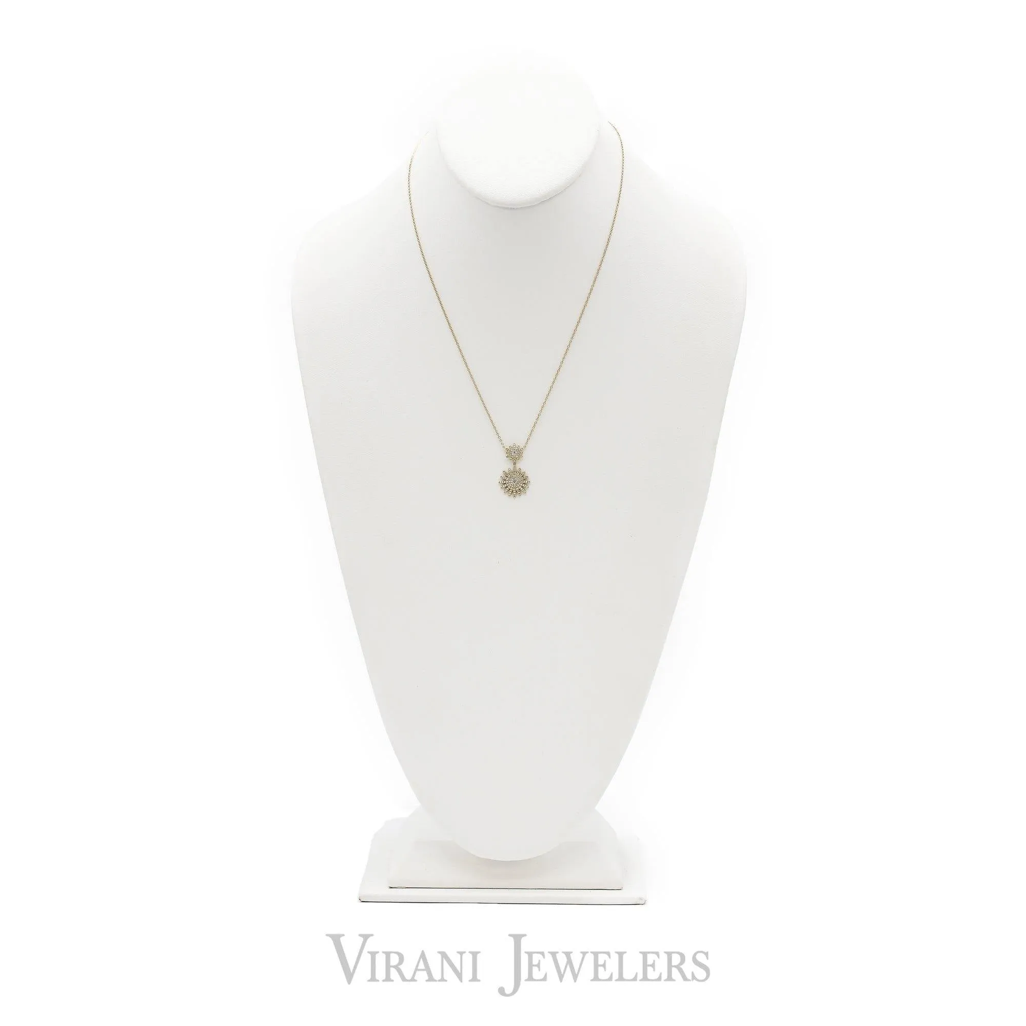 0.32CT Diamond Dual Pendant Necklace set in 14K Yellow Gold