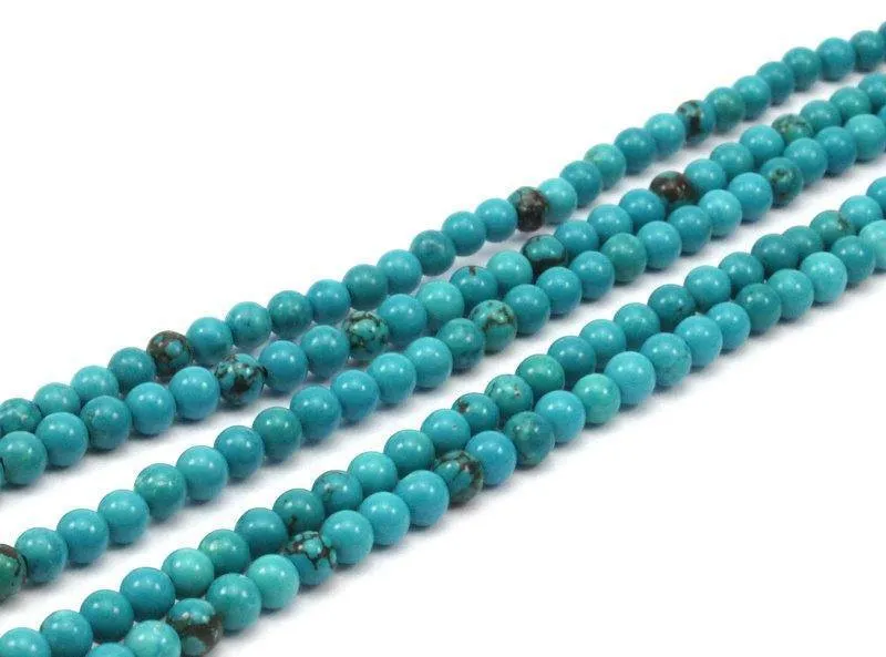 1 Strand Turquoise (4mm) Round Gemstone Round Beads 15.5 Inches G254 T002