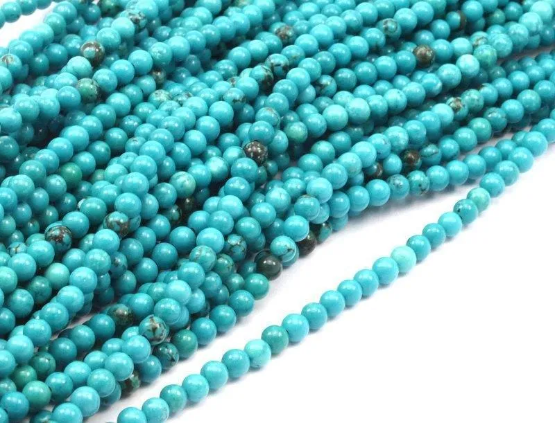 1 Strand Turquoise (4mm) Round Gemstone Round Beads 15.5 Inches G254 T002