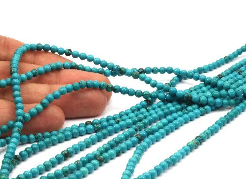 1 Strand Turquoise (4mm) Round Gemstone Round Beads 15.5 Inches G254 T002