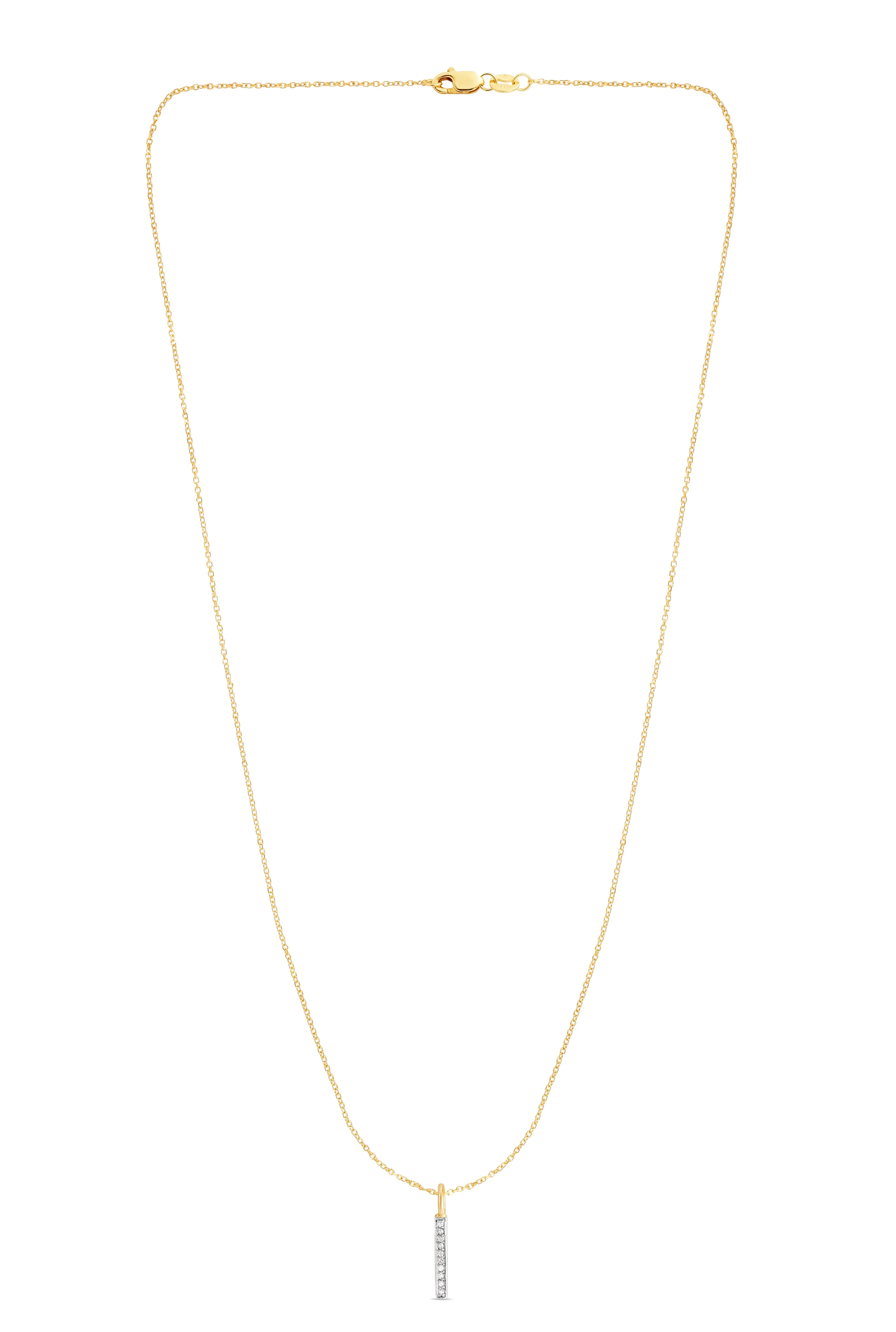 14K Gold .06ct Diamond Bar Necklace