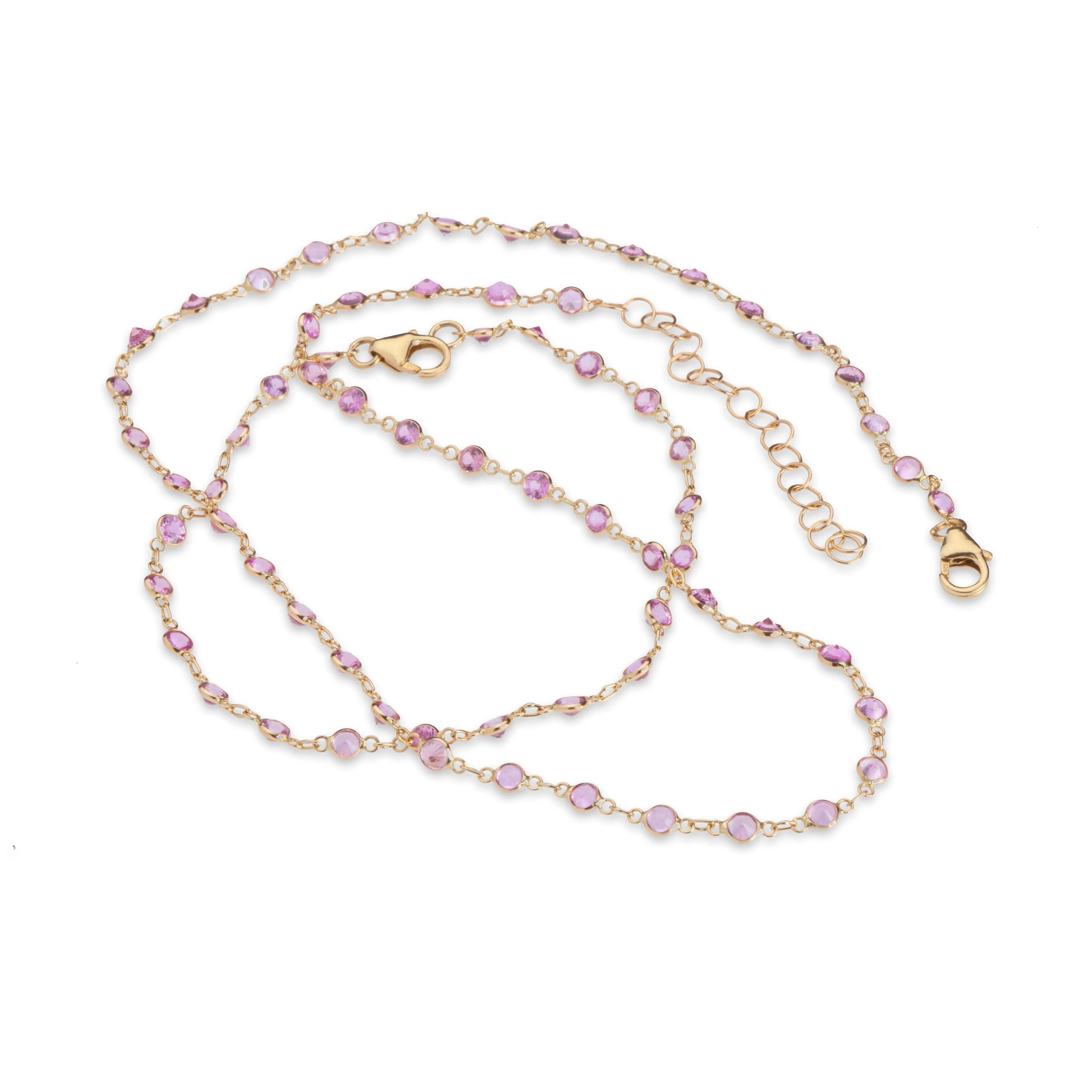 14K Gold Pink Sapphire Strand Bracelet