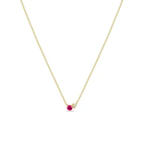 14k Prong Diamond & Pink Sapphire Necklace