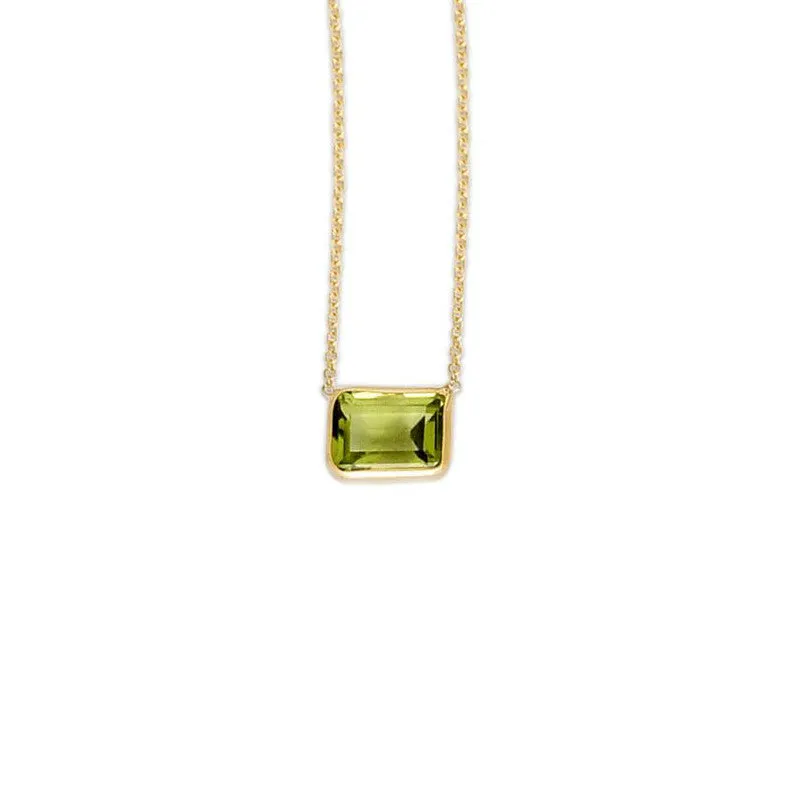 14k Yellow Gold Emerald Cut Necklace