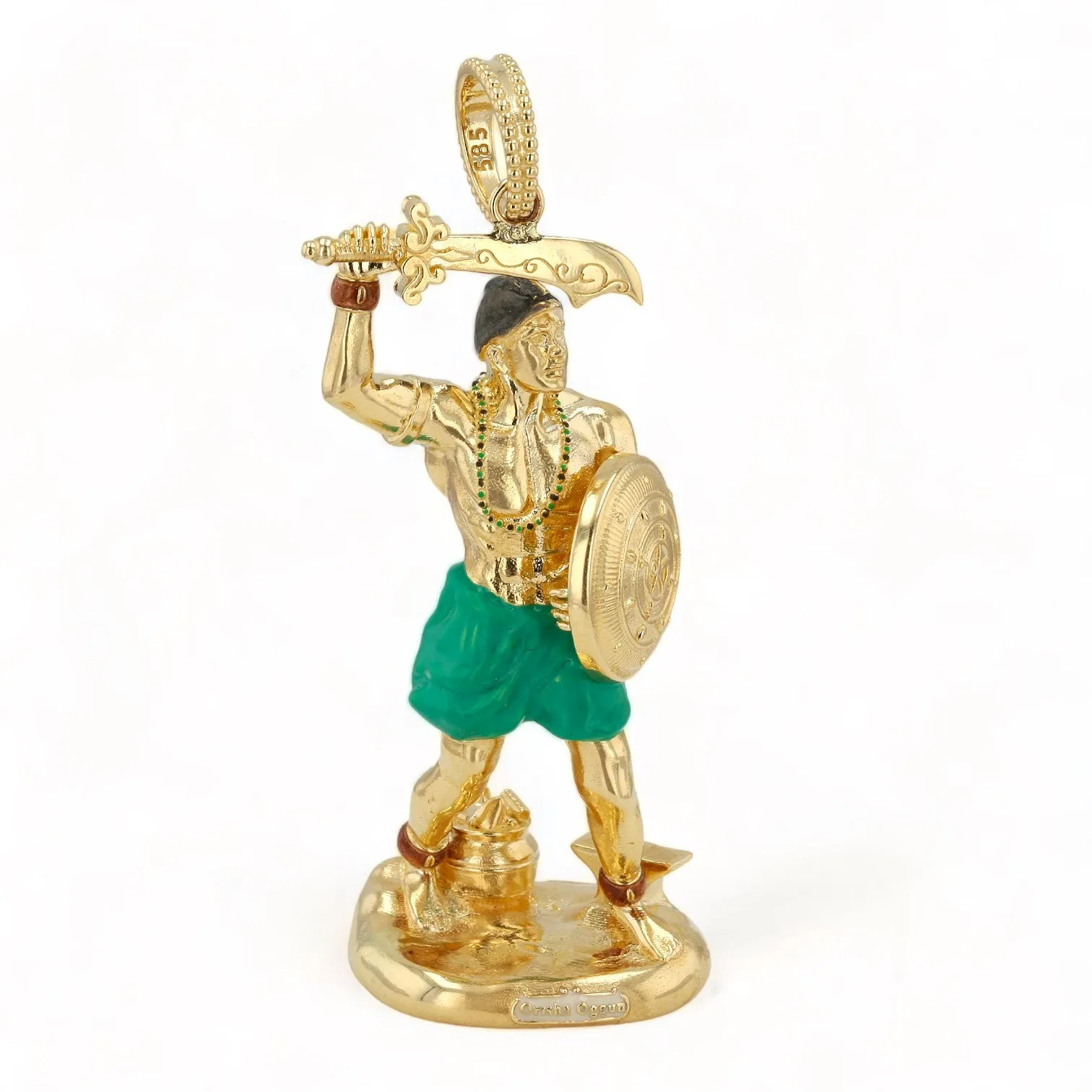 14K Yellow Gold Enamel Warrior - 1015