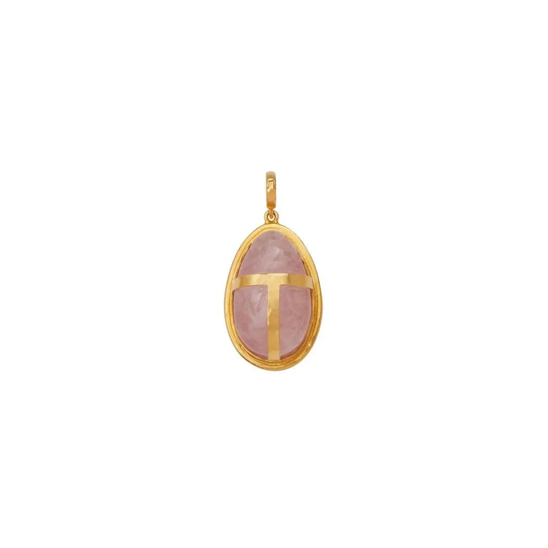 14K Yellow Gold Rose Quartz Scarab Charm