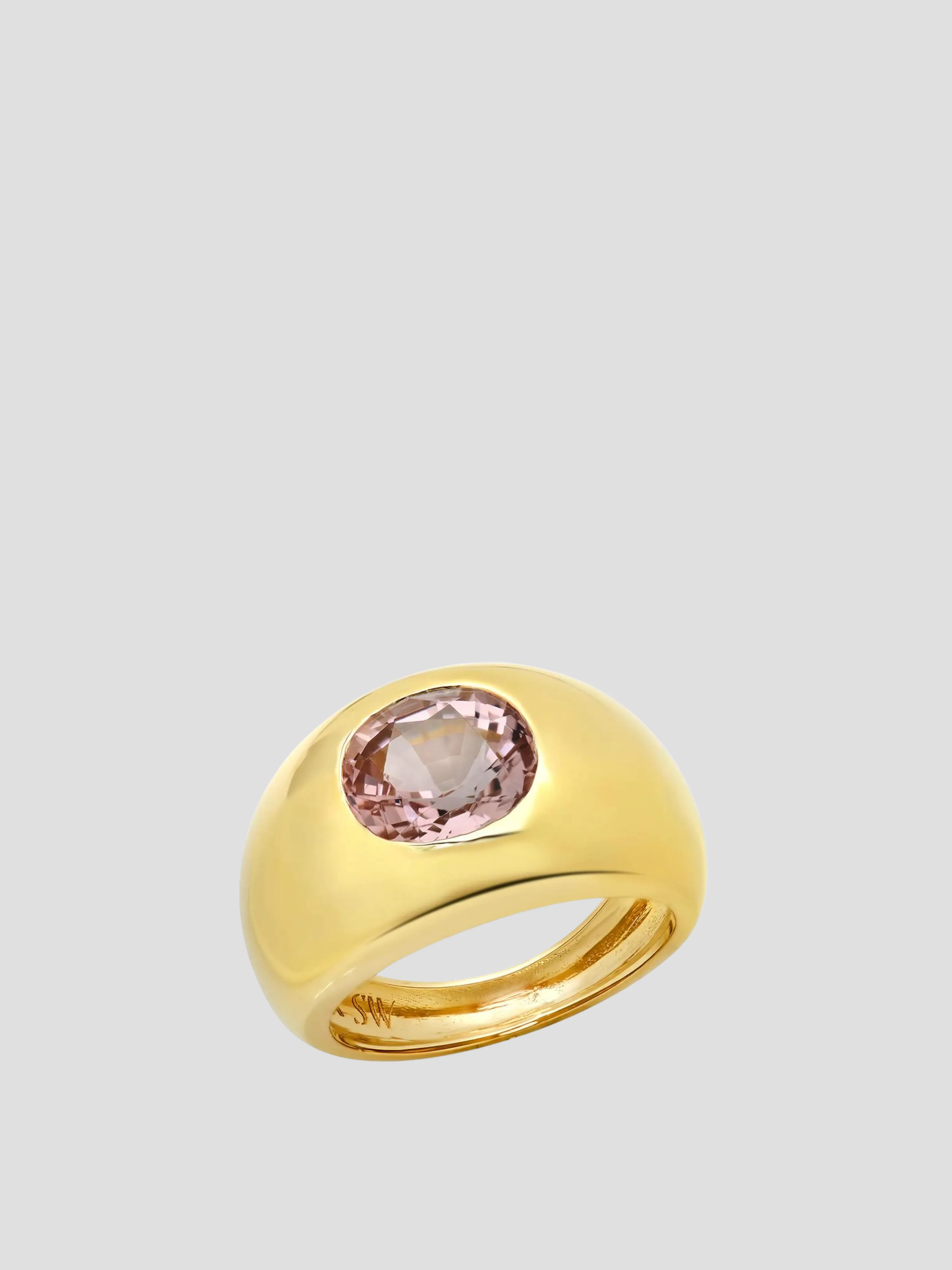 14K YG Pink Tourmaline Gypsy Ring