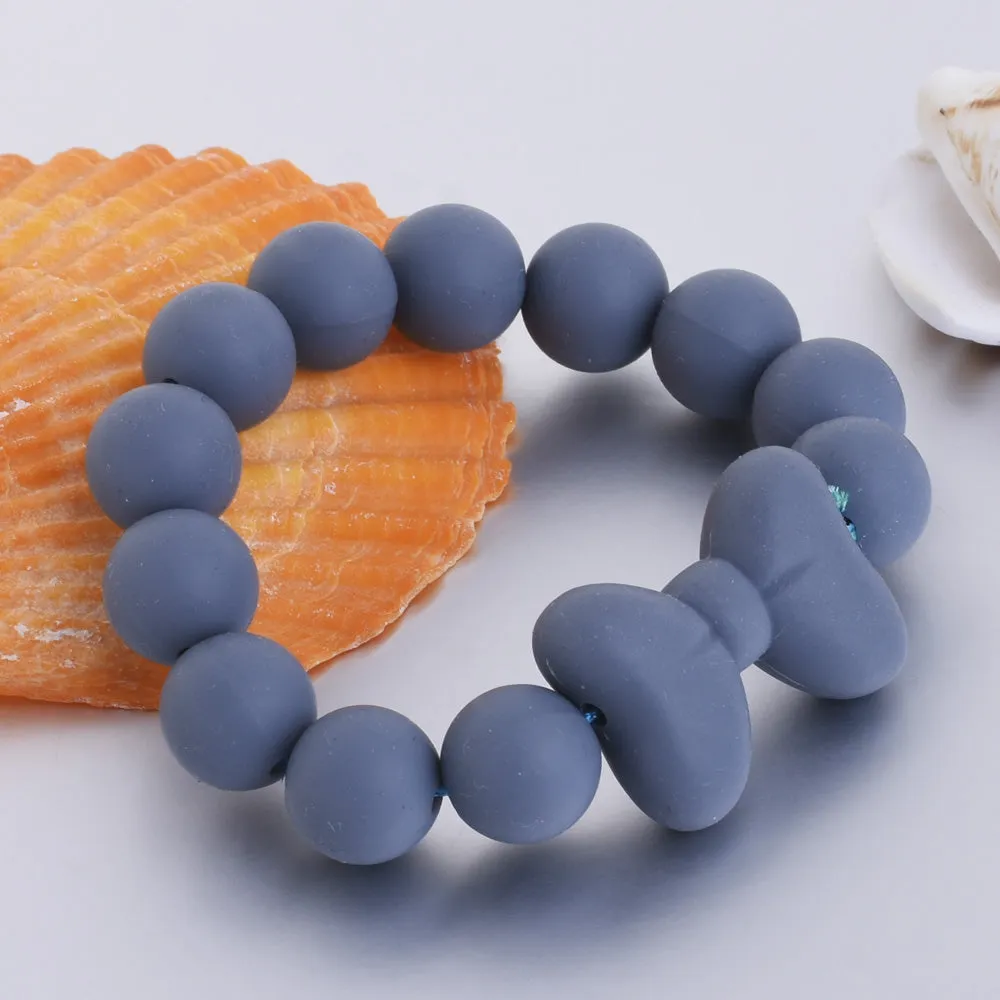 15mm Round Loose Silicone Beads 100% Food Grade Silicone Beads Teething Chew Rosary for Baby & Children gray 20pcs