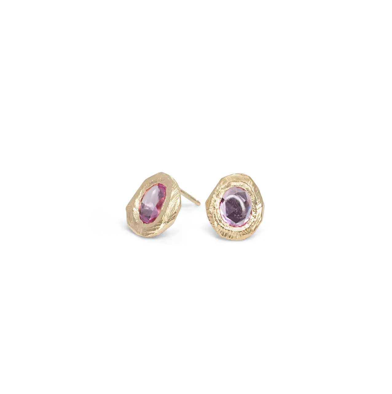 18K Freeform Stud Earring in Pink Sapphire