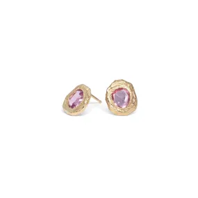 18K Freeform Stud Earring in Pink Sapphire