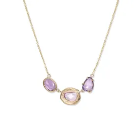 18K Triple Sapphire Necklace in Pink Sapphire