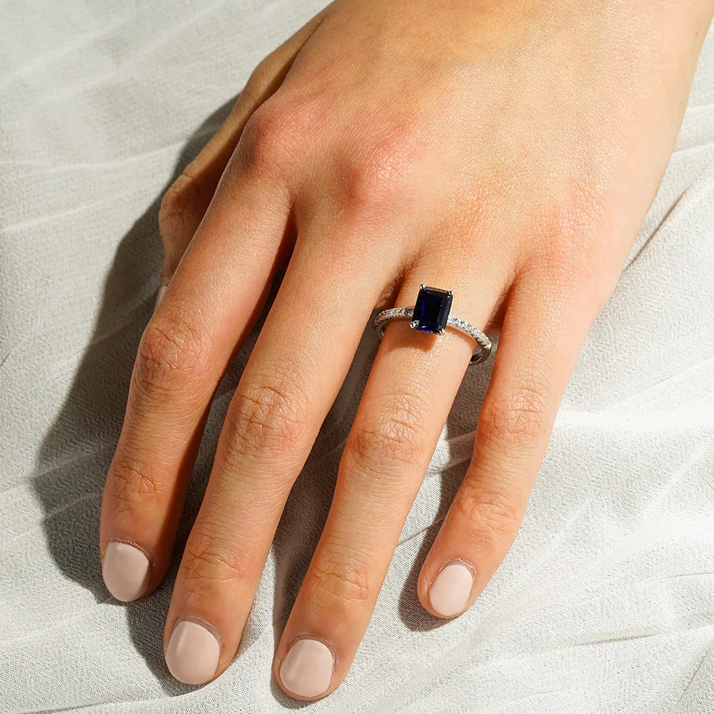 2 CT. Petite Trellis Lab Grown Sapphire Gemstone Ring