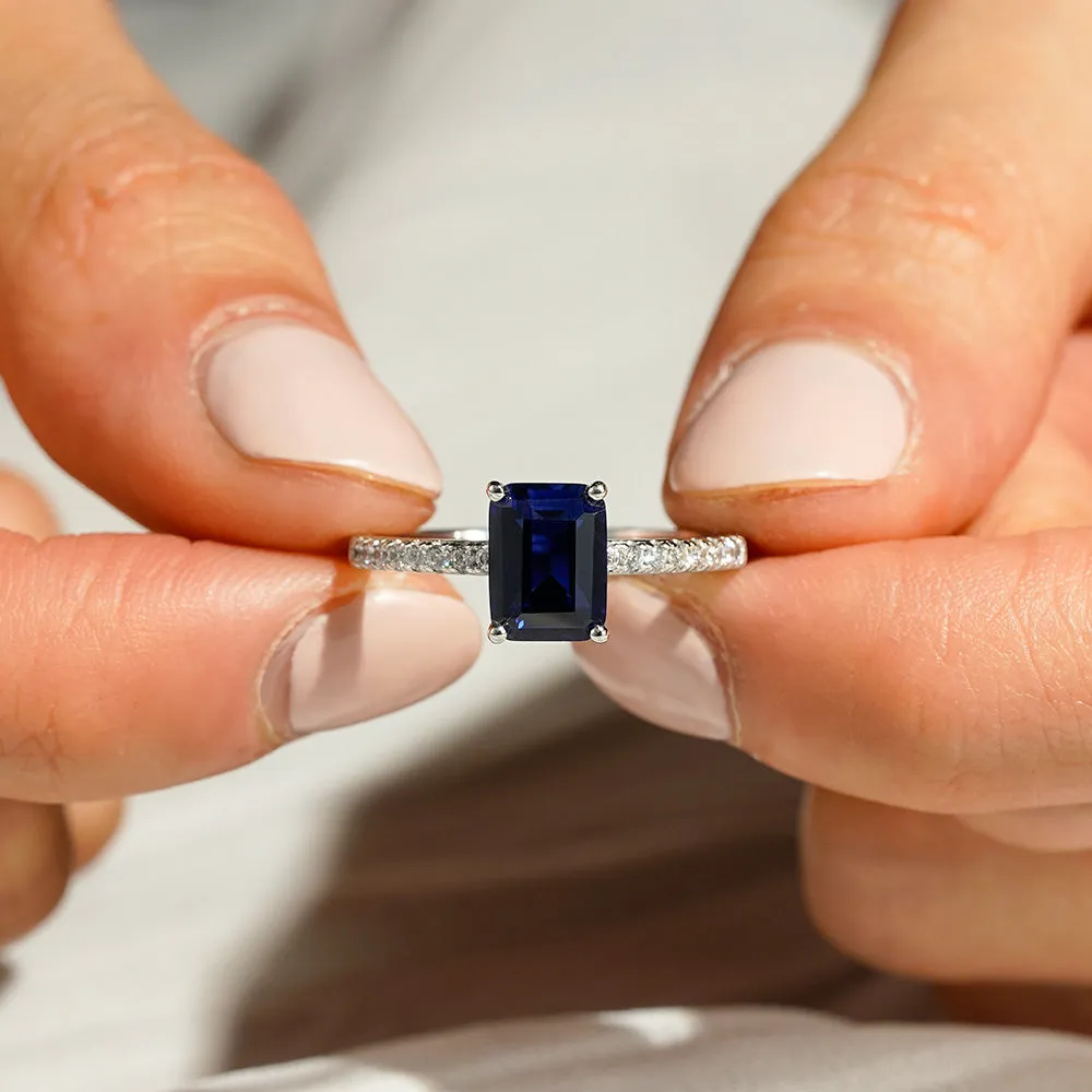 2 CT. Petite Trellis Lab Grown Sapphire Gemstone Ring