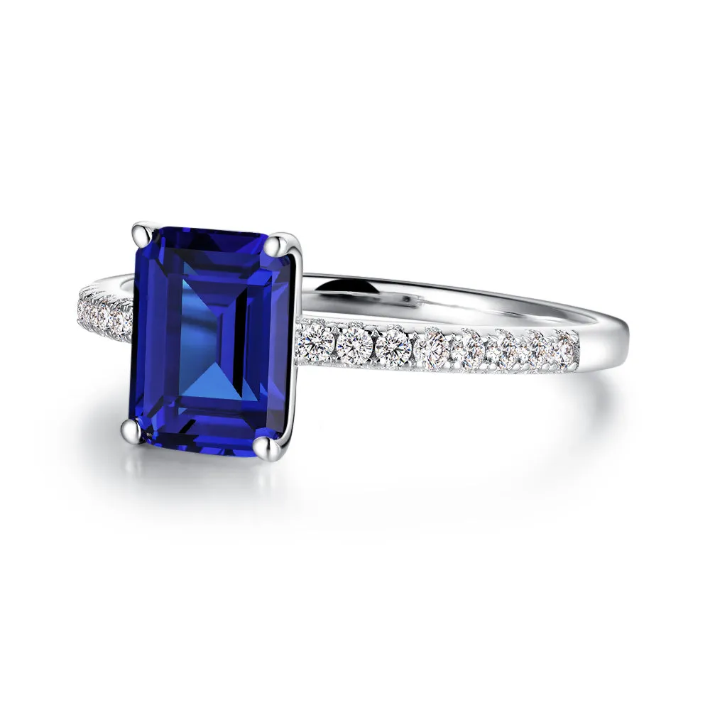 2 CT. Petite Trellis Lab Grown Sapphire Gemstone Ring