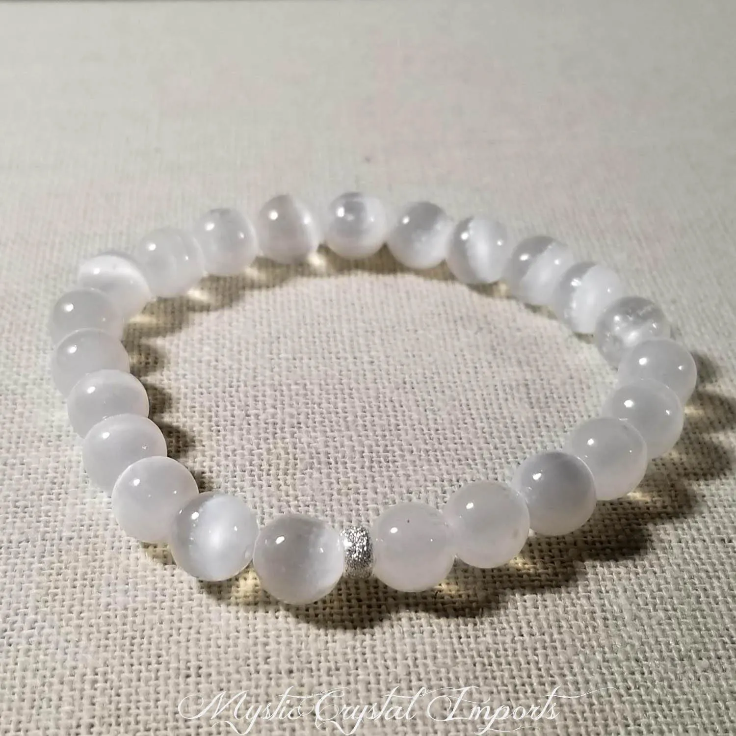 8mm  Selenite Crystal Healing Bracelet