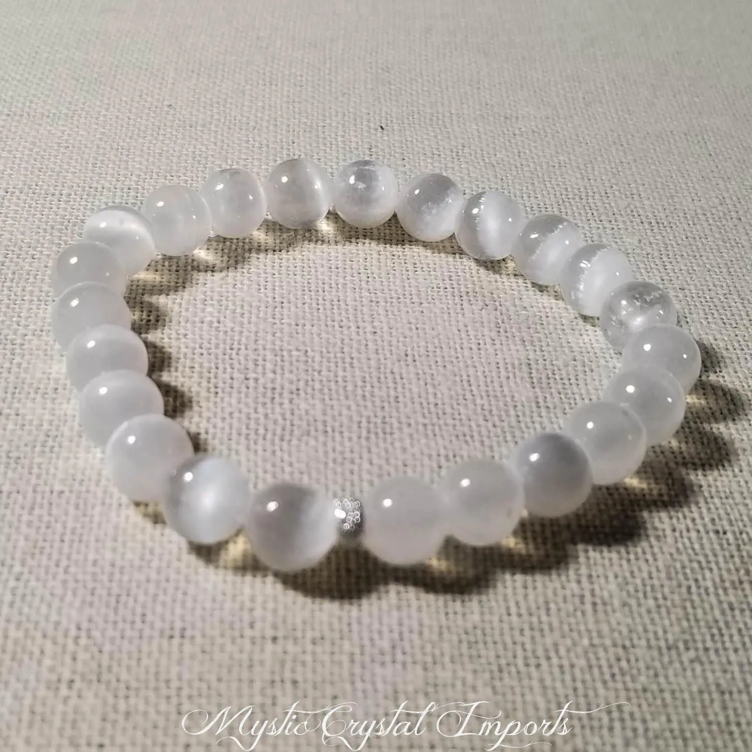 8mm  Selenite Crystal Healing Bracelet