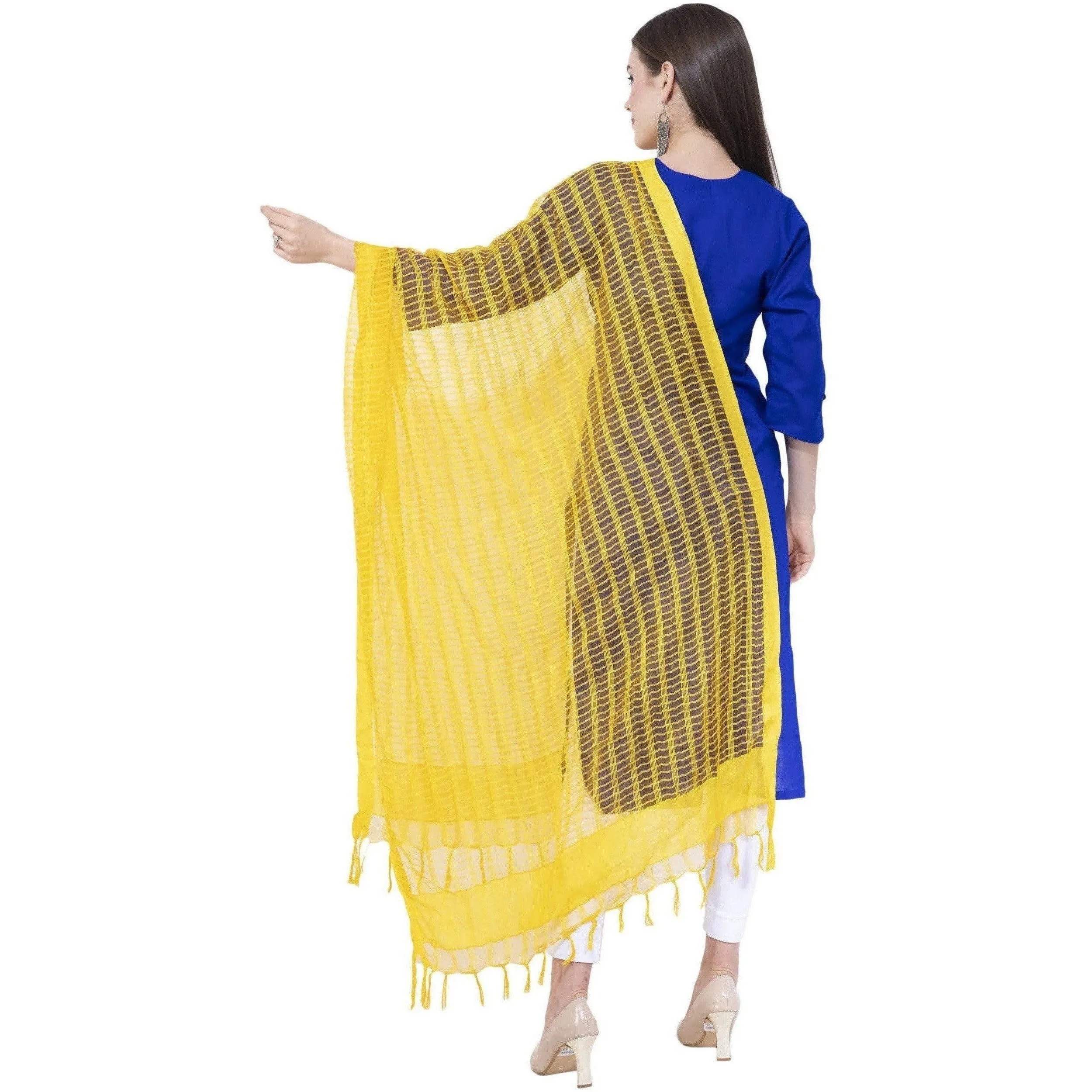 A R Silk Yellow Color Regular Cota cotton Dupattas and Chunnis