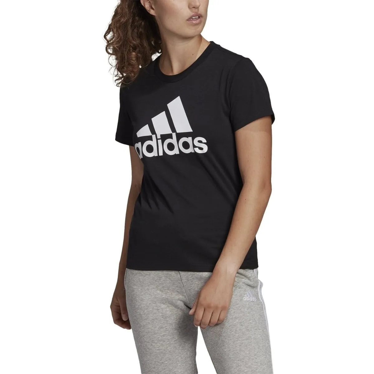 ADIDAS WOMEN'S LOUNGEWEAR ESSENTIALS LOGO BLACK TEE