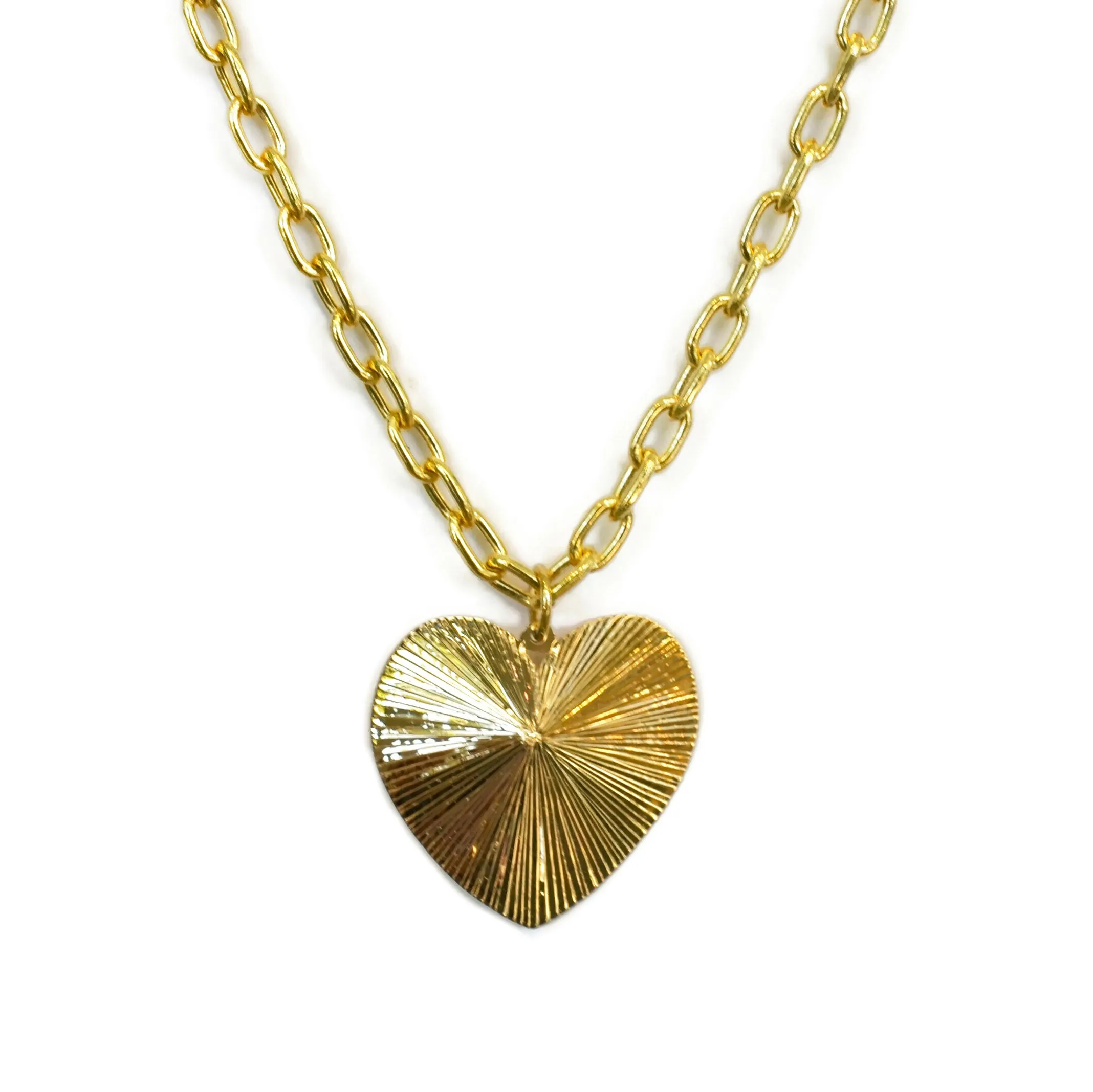 AFJ Gold Collection - Classic Edge Heart Pendant, Yellow Gold