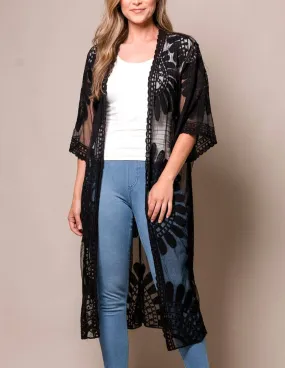 Akila Lace Kimono Wrap - Black