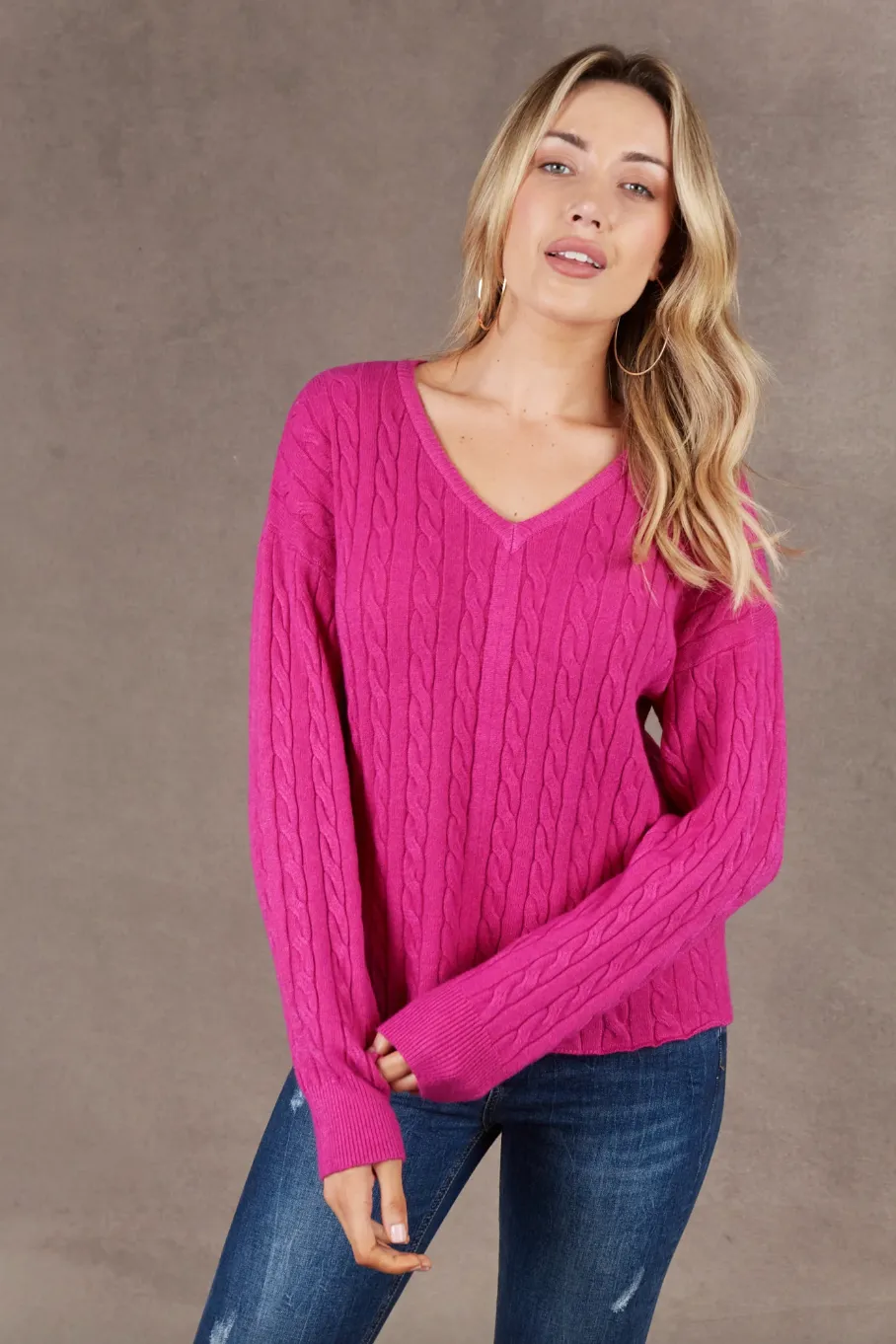 Alawa Cable Knit, Magenta