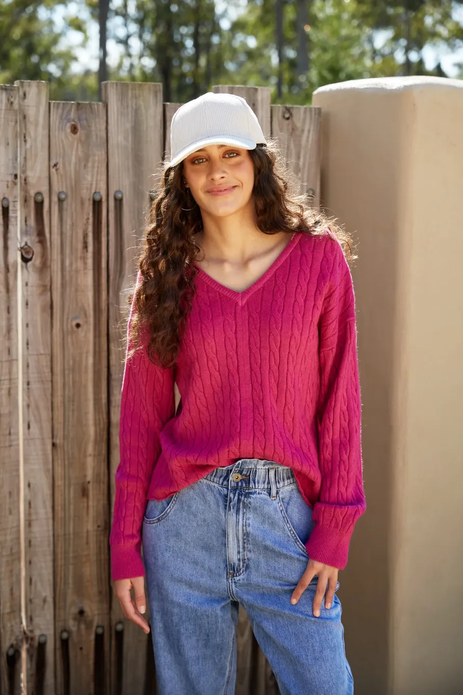 Alawa Cable Knit, Magenta