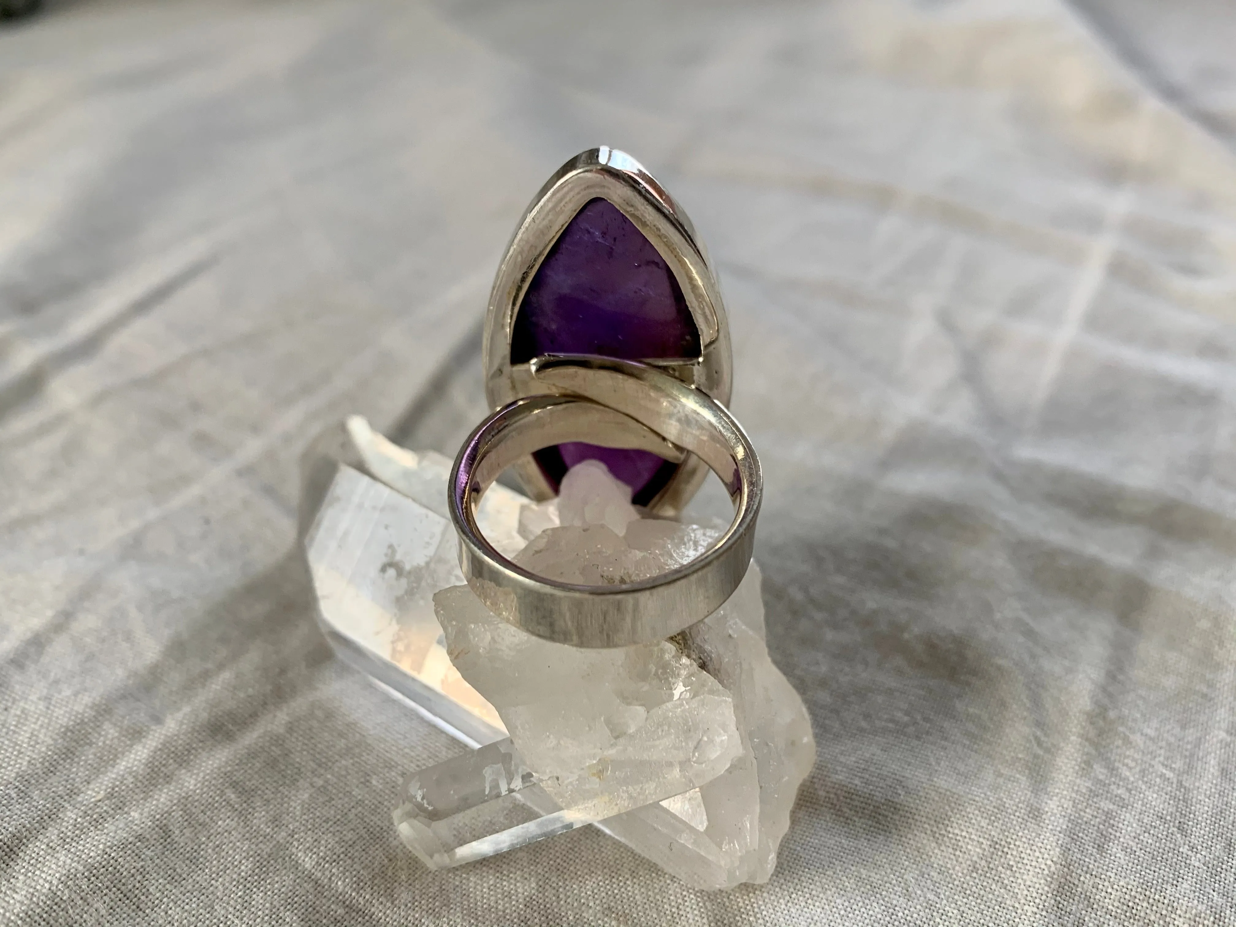 Amethyst Adjustable Akoni Ring - Long Marquise