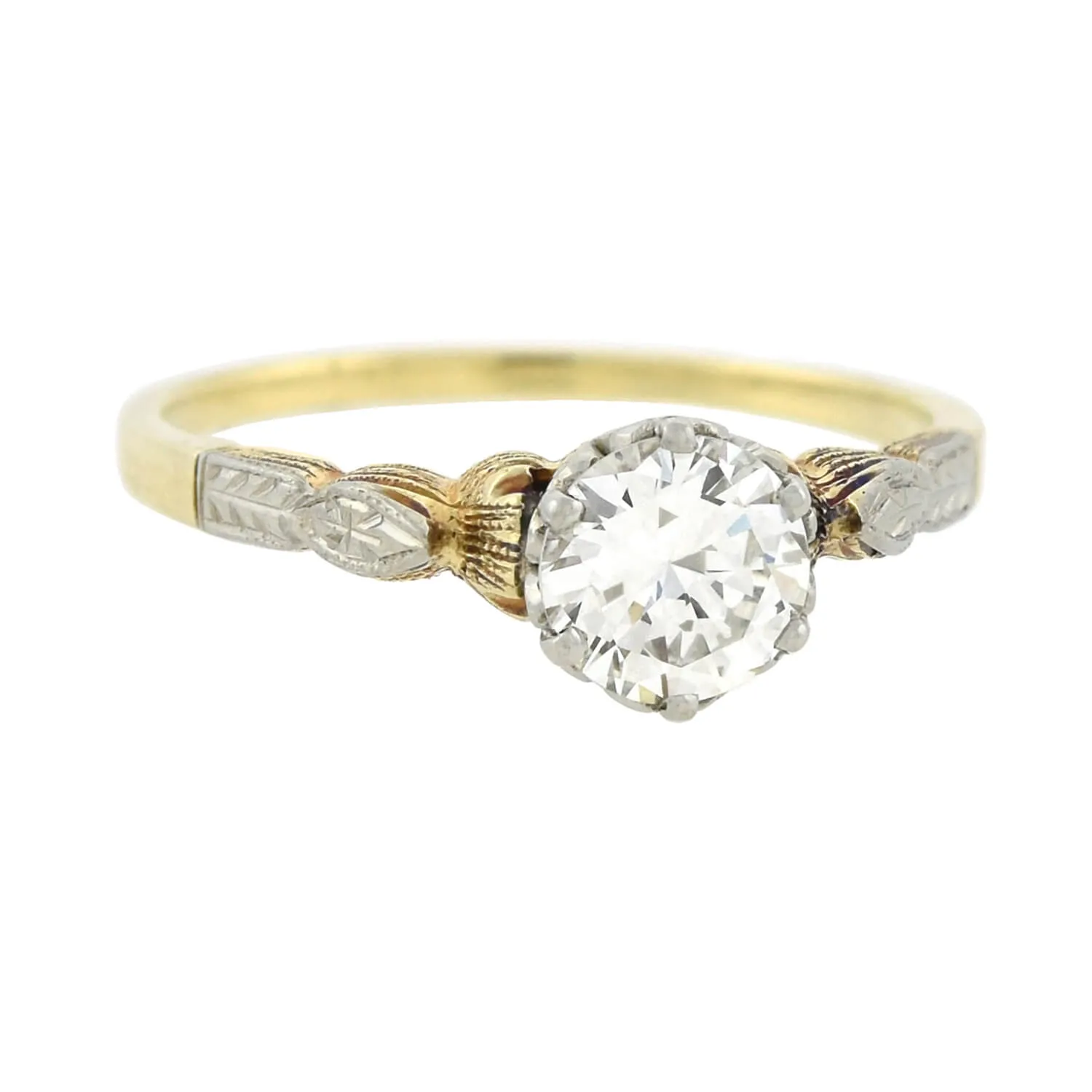 Art Deco 14kt Two-Tone Diamond Engagement Ring 0.69ctw