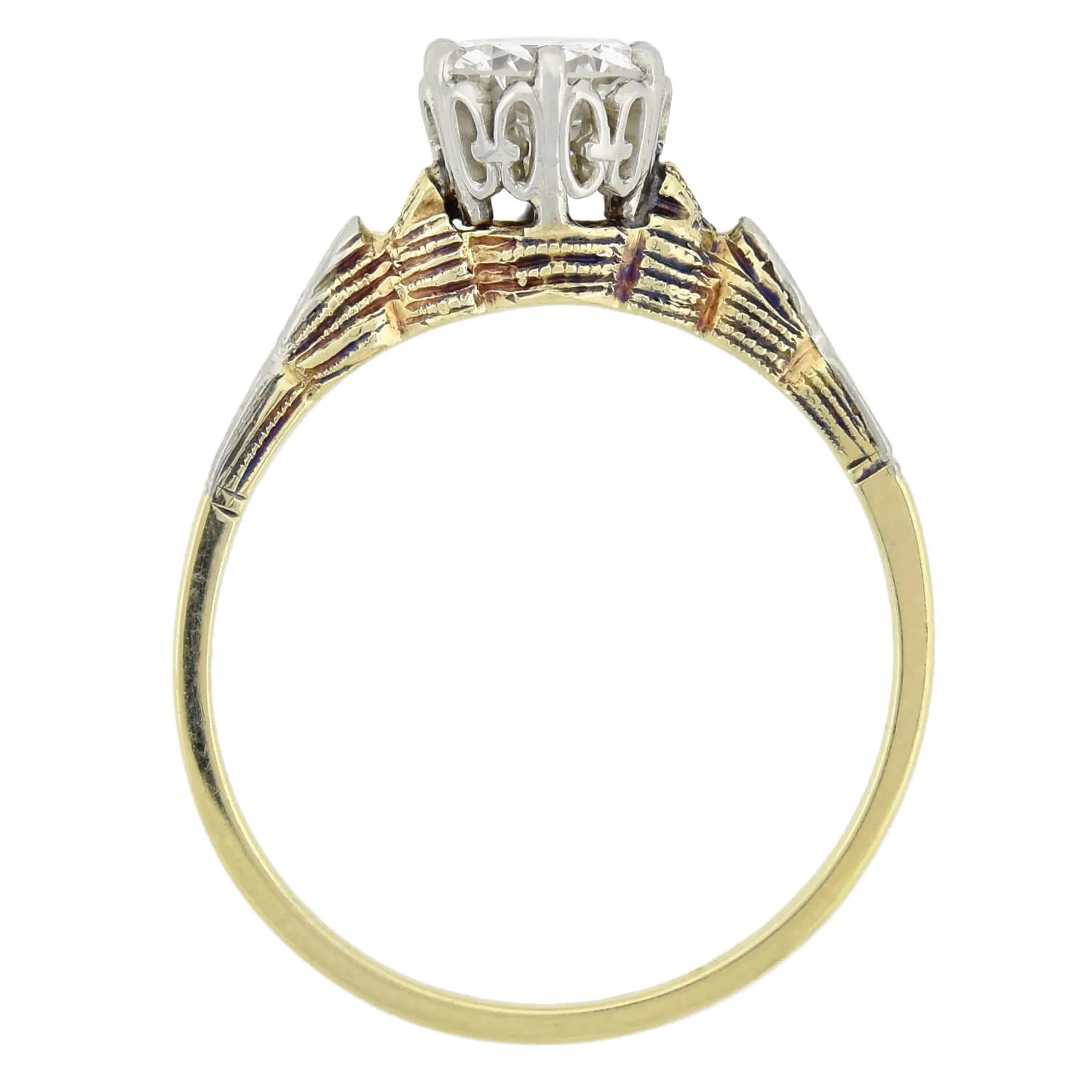 Art Deco 14kt Two-Tone Diamond Engagement Ring 0.69ctw