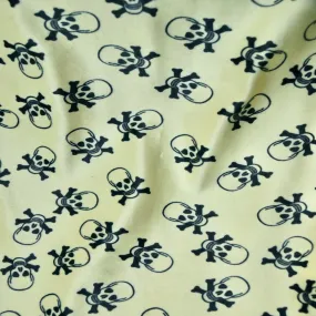 Banana Yellow Velboa Skull Print Faux Fur Fabric