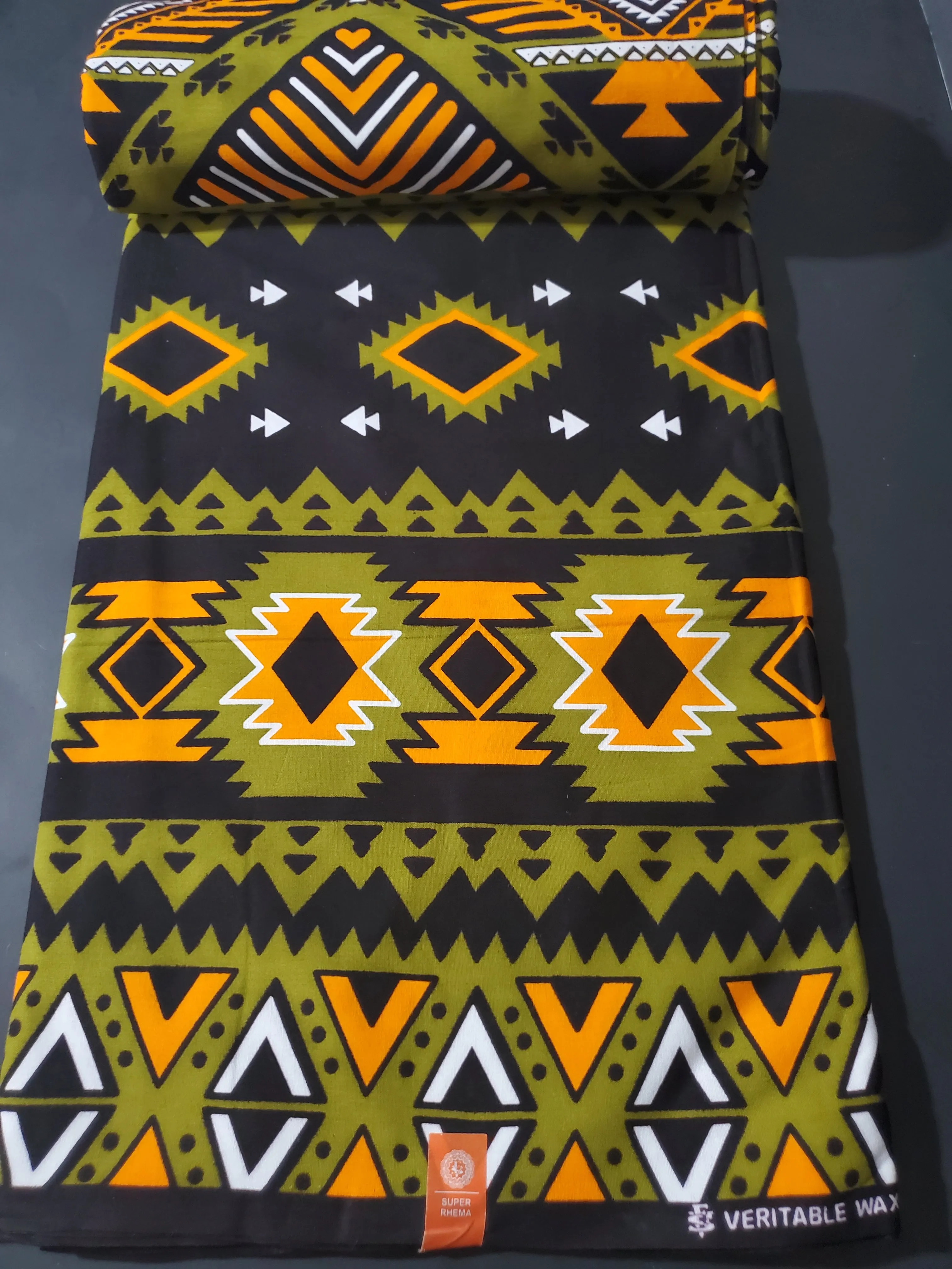 Black, Green, Yellow and White Multicolor African Ankara Fabric