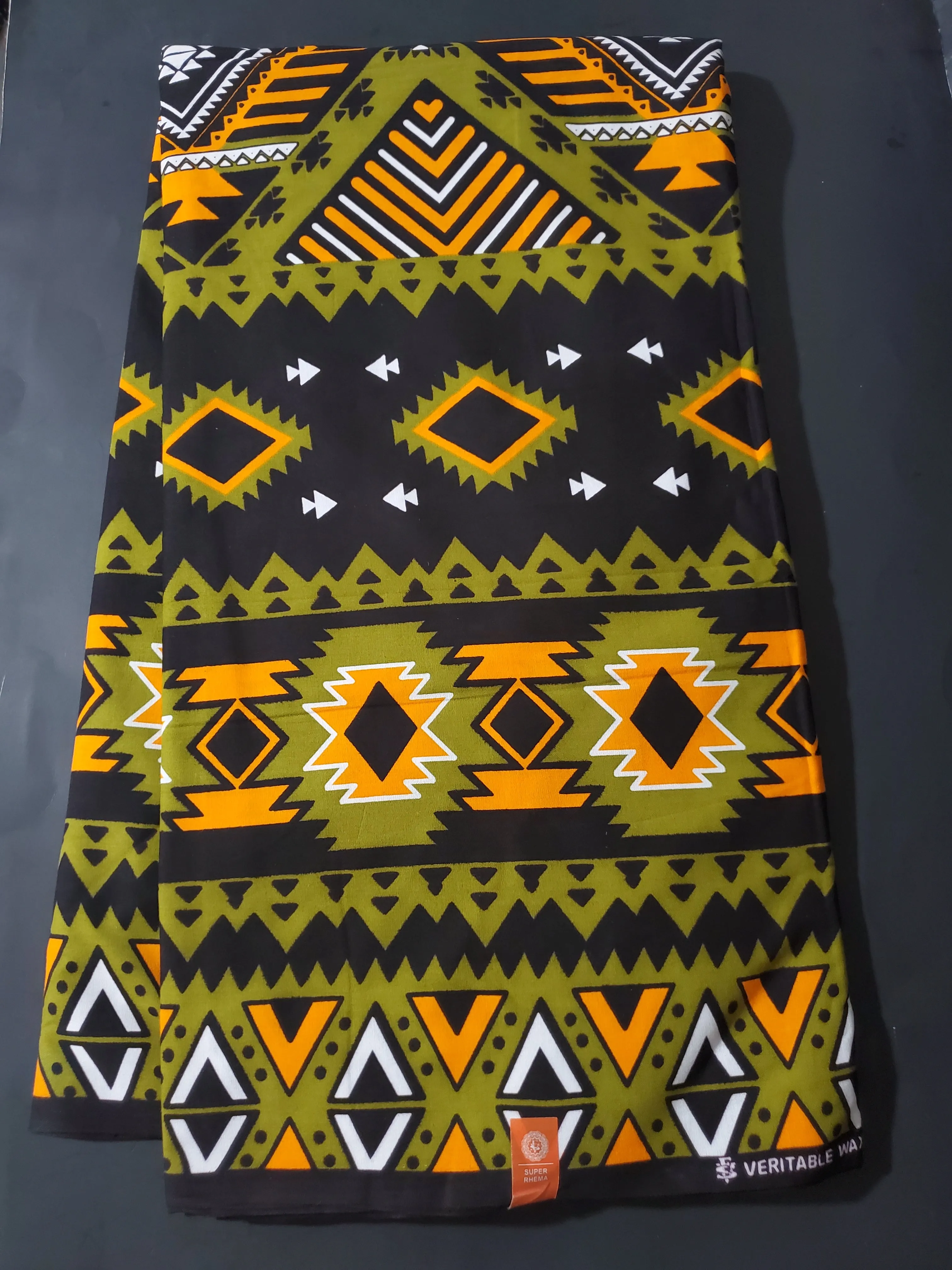 Black, Green, Yellow and White Multicolor African Ankara Fabric