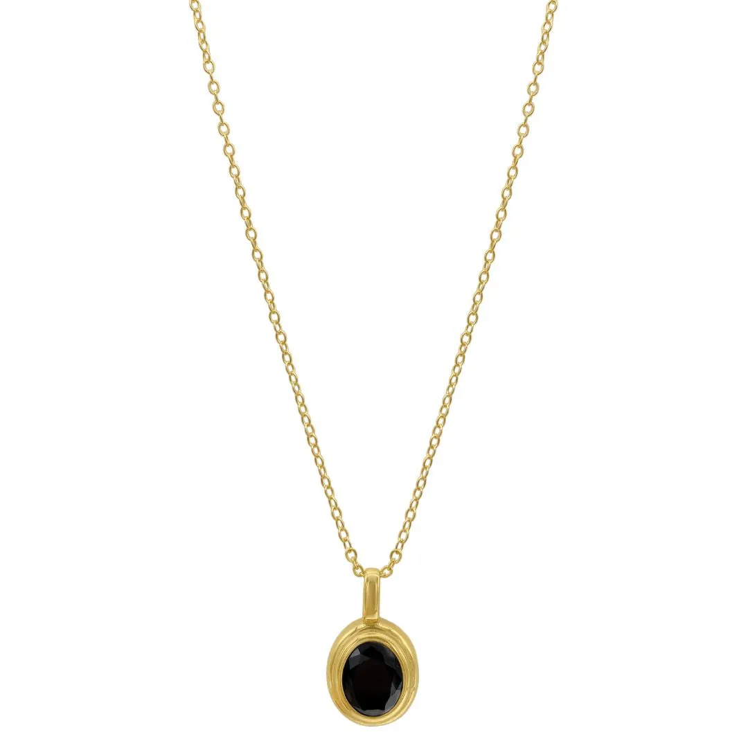 Black Stone Necklace gold