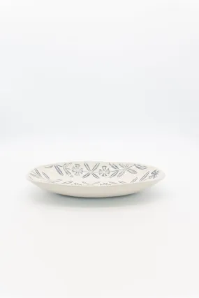 Blue Floral Stoneware Platter