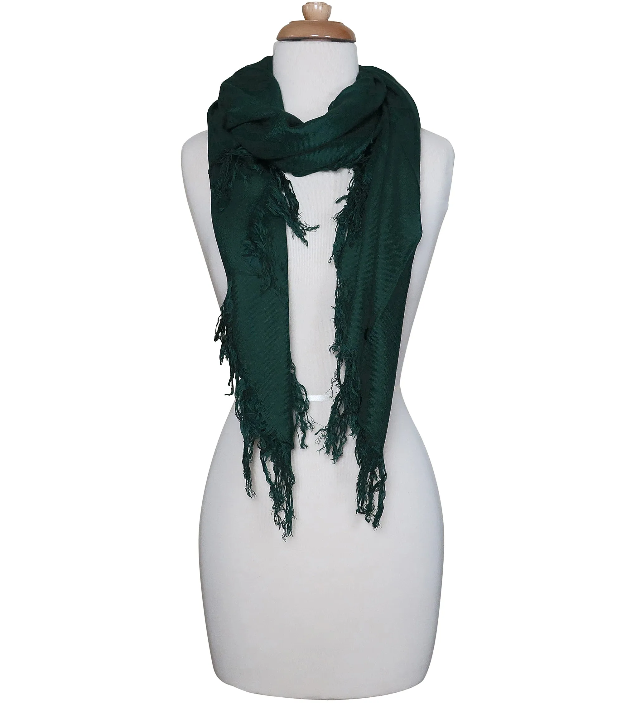 Blue Pacific Tissue Solid Modal and Cashmere Scarf Shawl in Pine Green