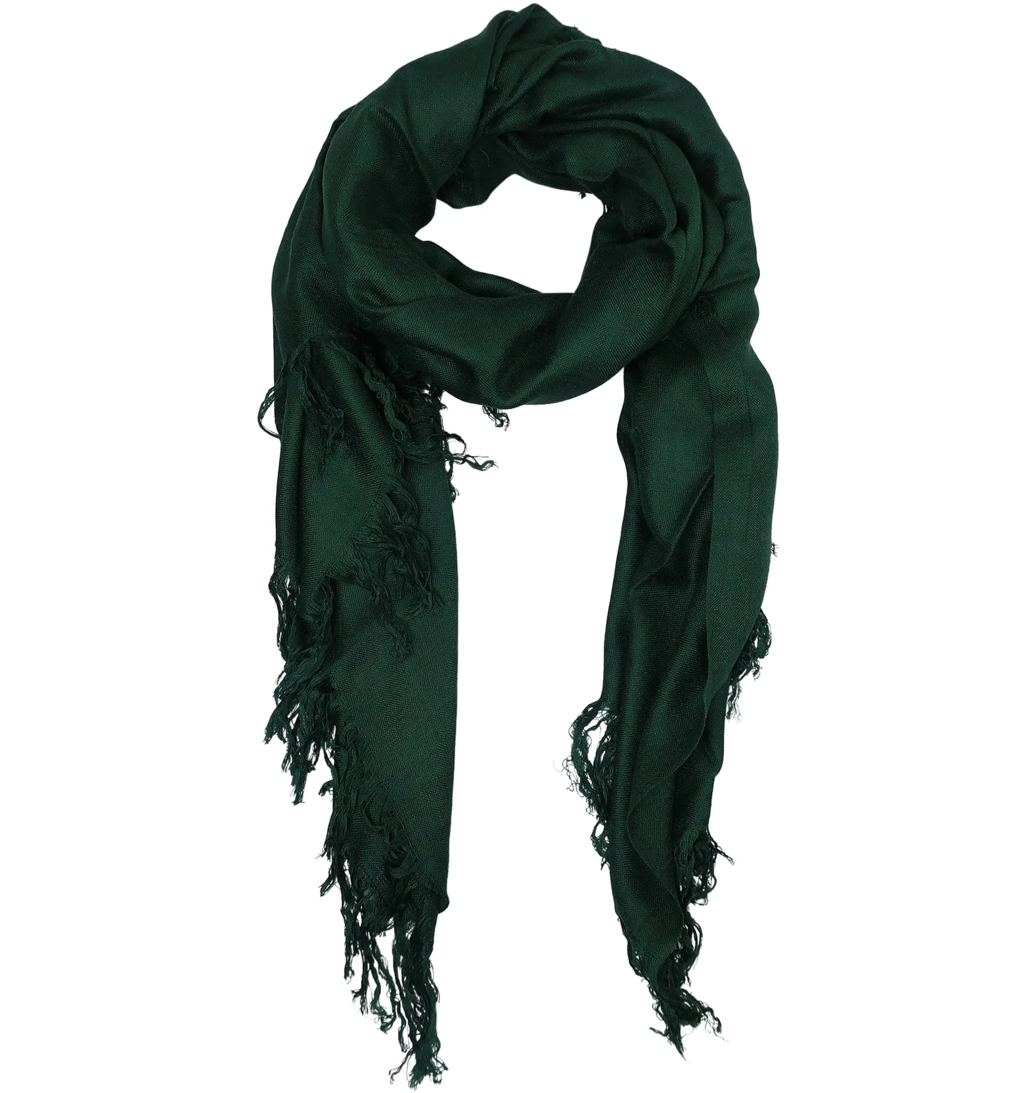 Blue Pacific Tissue Solid Modal and Cashmere Scarf Shawl in Pine Green