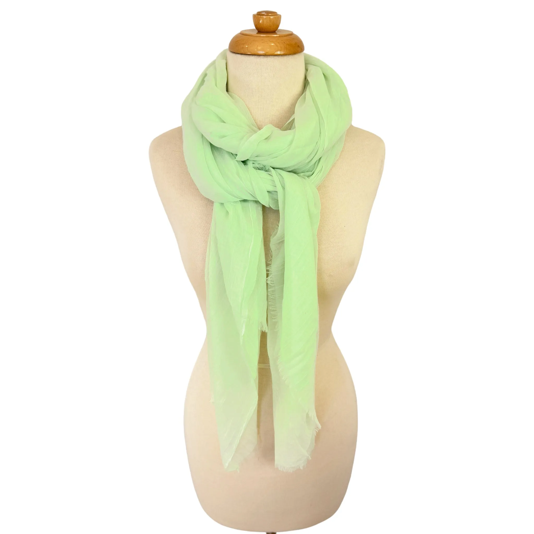 Blue Pacific Tissue Solid Silk Linen Lightweight Scarf in Bright Celadon Green