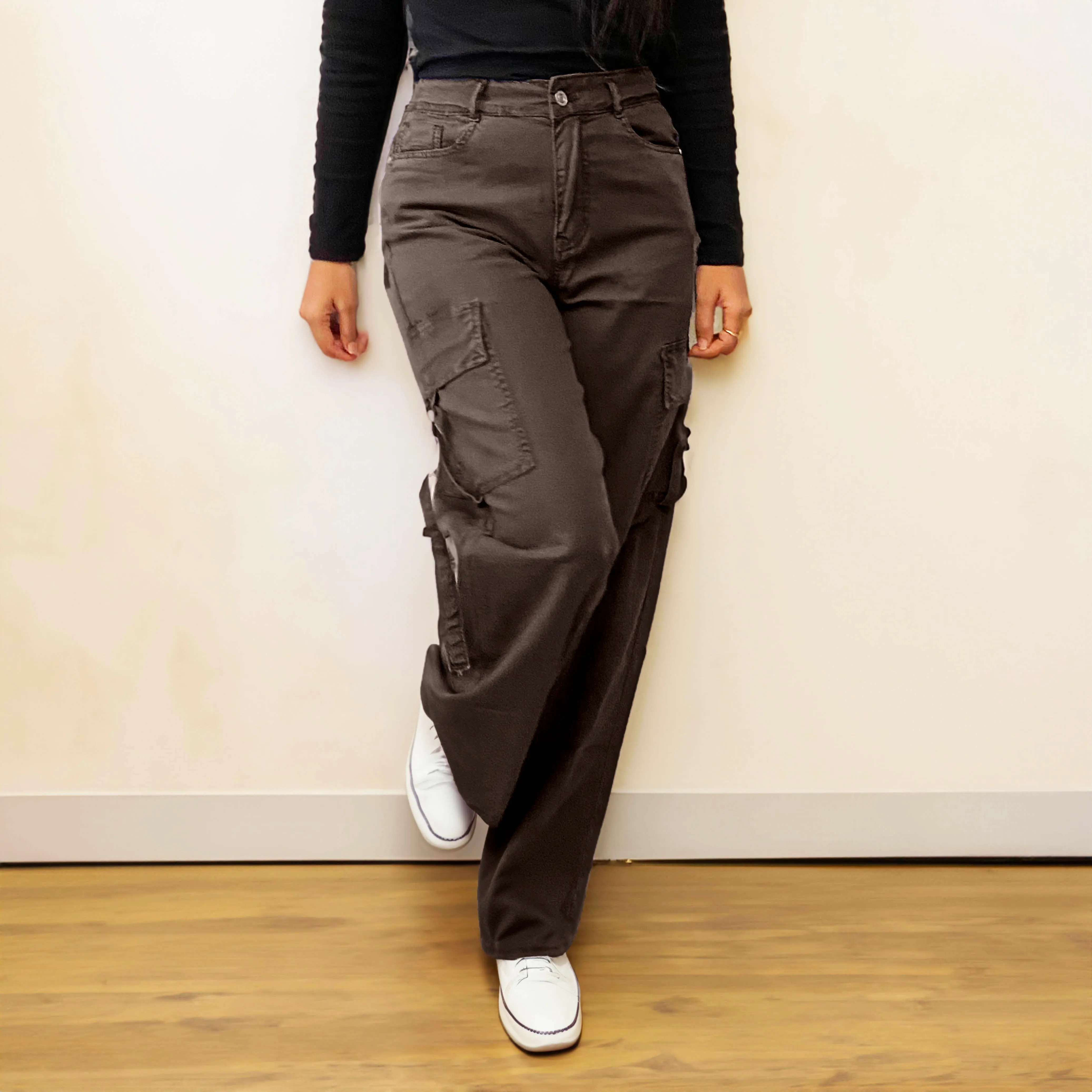 Brown Straight Cargo Pants