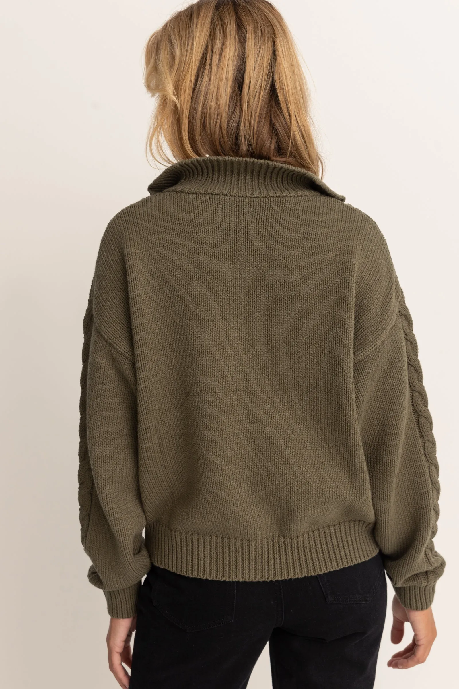 Cabelled Vintage Zip Knit Olive