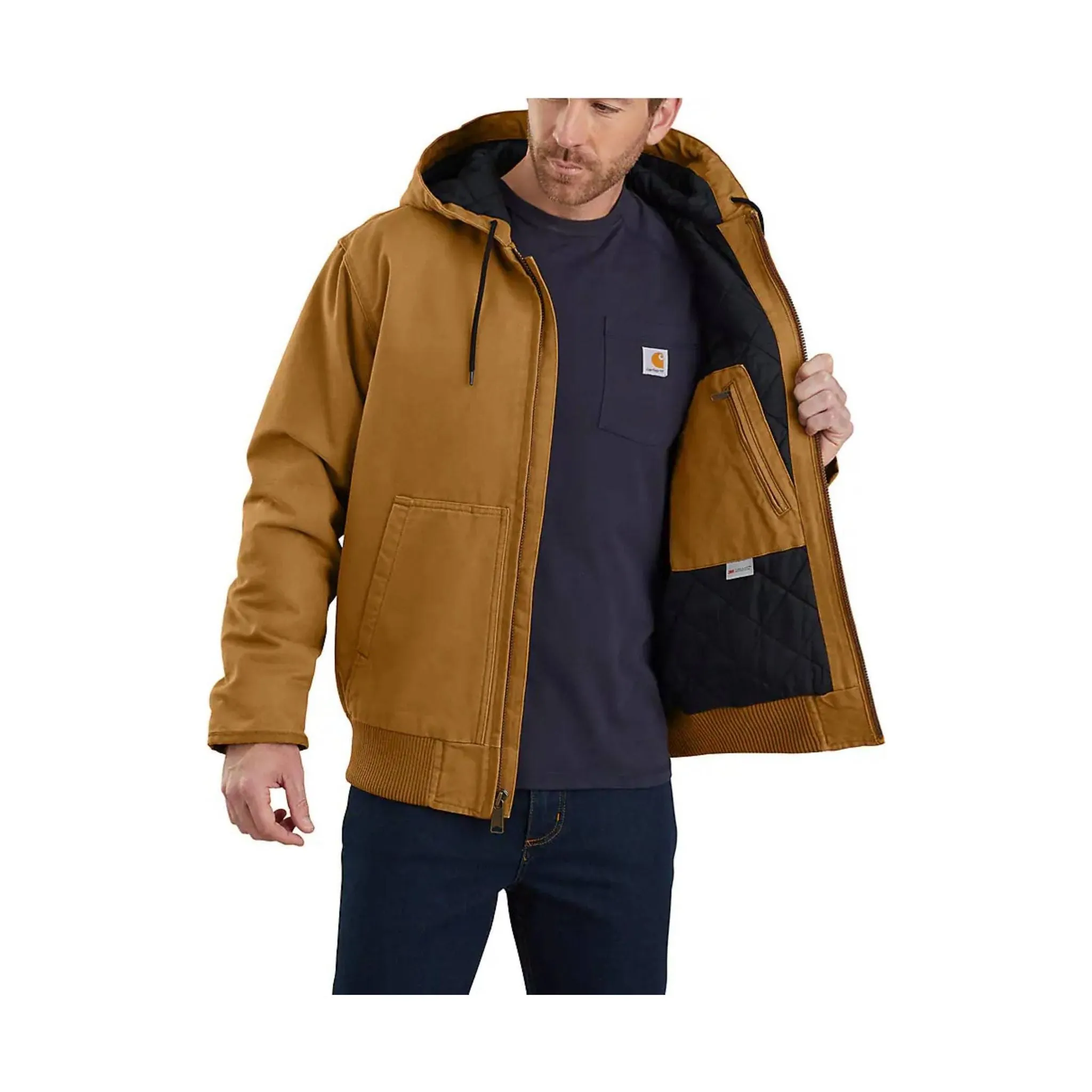 Carhartt Men's Loose Fit Washed Duck Insulated Active Jac - Carhartt Brown