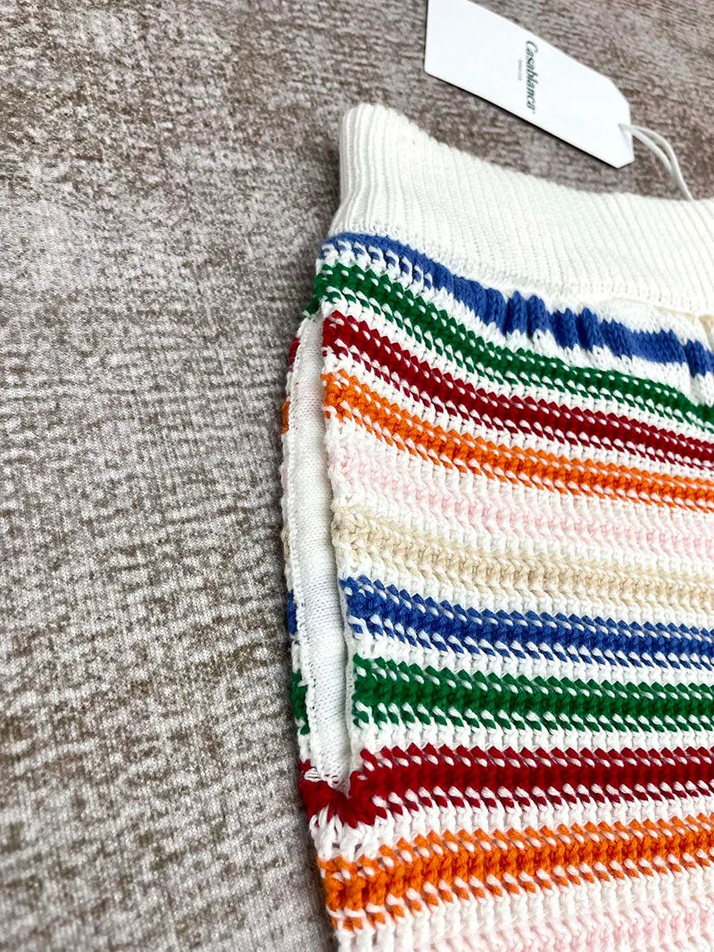 CASABLANCA Rainbow Striped Crochet Short