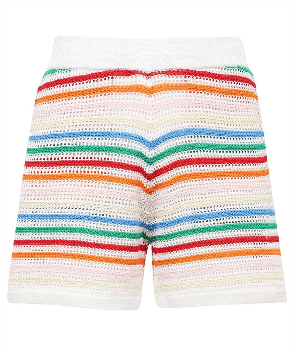 CASABLANCA Rainbow Striped Crochet Short