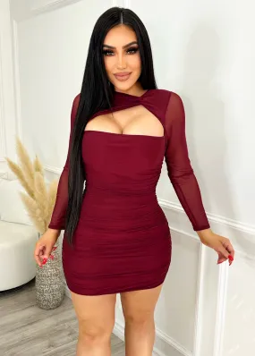 Caught Looking  Dress Burgundy