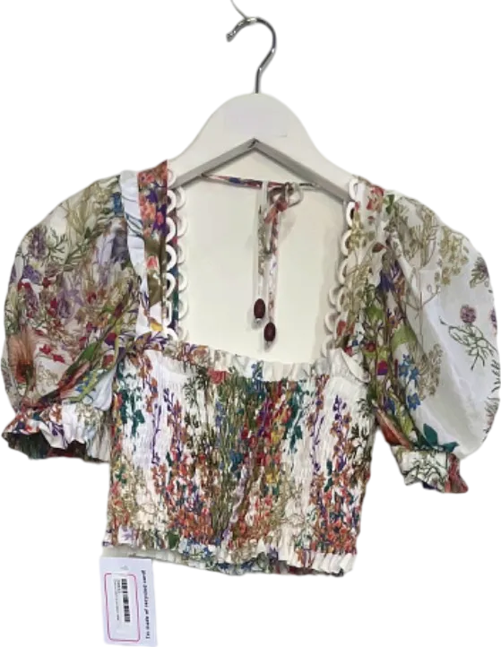 Charo Ruiz Multicolor Floral Print Crop Top UK S