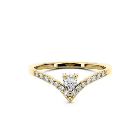 Chorost & Co. Private Collection 14K Yellow Gold 0.25ct Diamond Pear Shape Chevron Ring