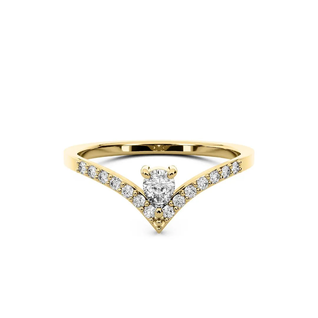 Chorost & Co. Private Collection 14K Yellow Gold 0.25ct Diamond Pear Shape Chevron Ring