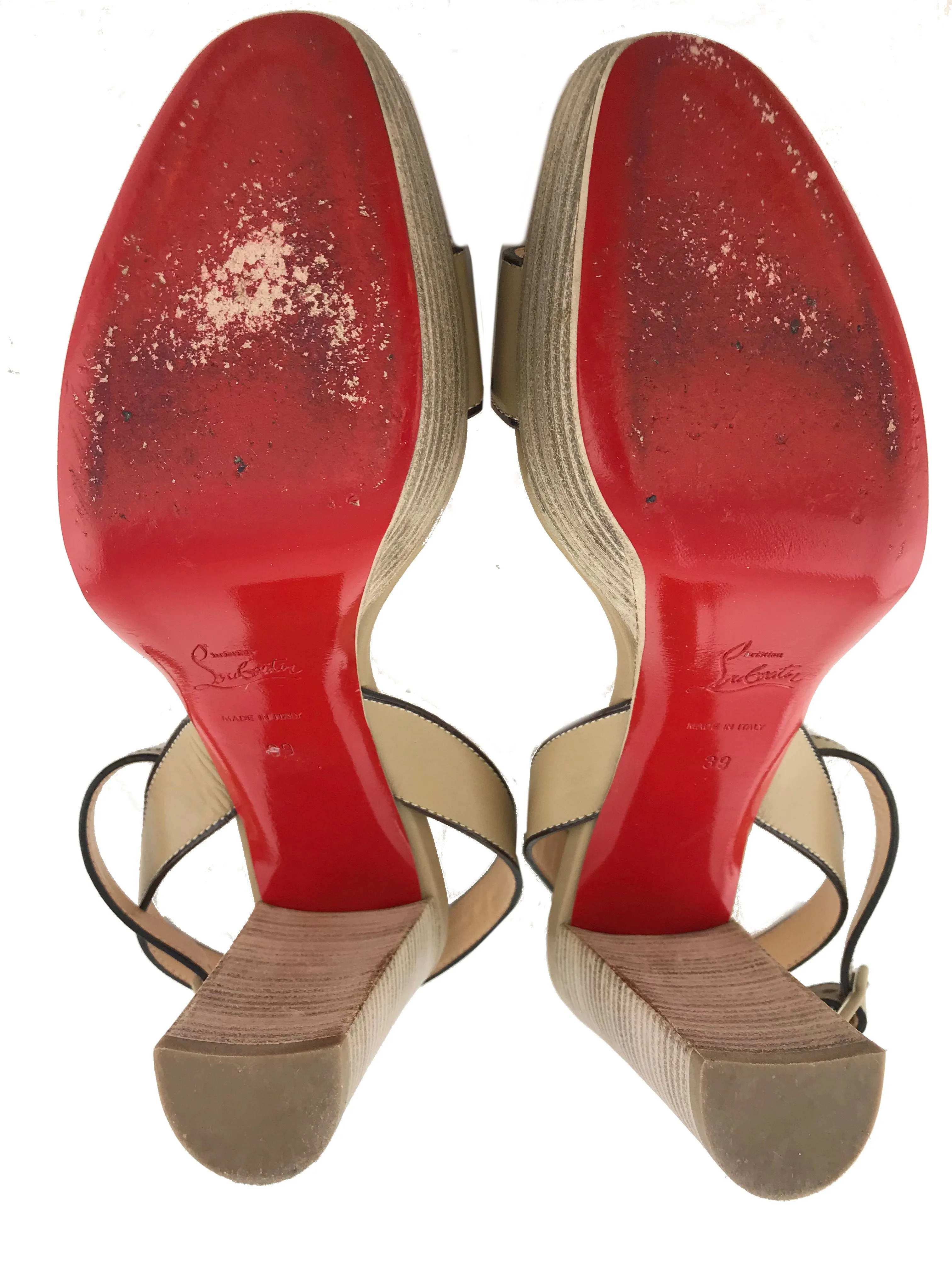 Christian Louboutin Leather Wrap Around Platform Sandals Size 9