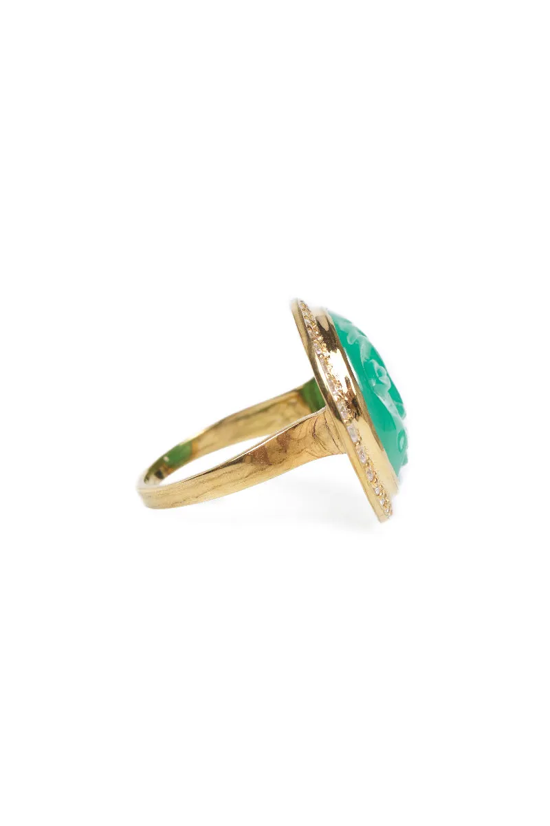 Chrysoprase Man in the Moon Ring