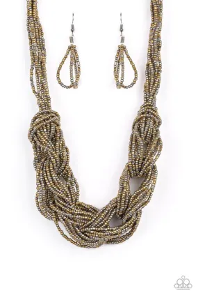 City Catwalk Brass Seed Bead Necklace - Paparazzi Accessories